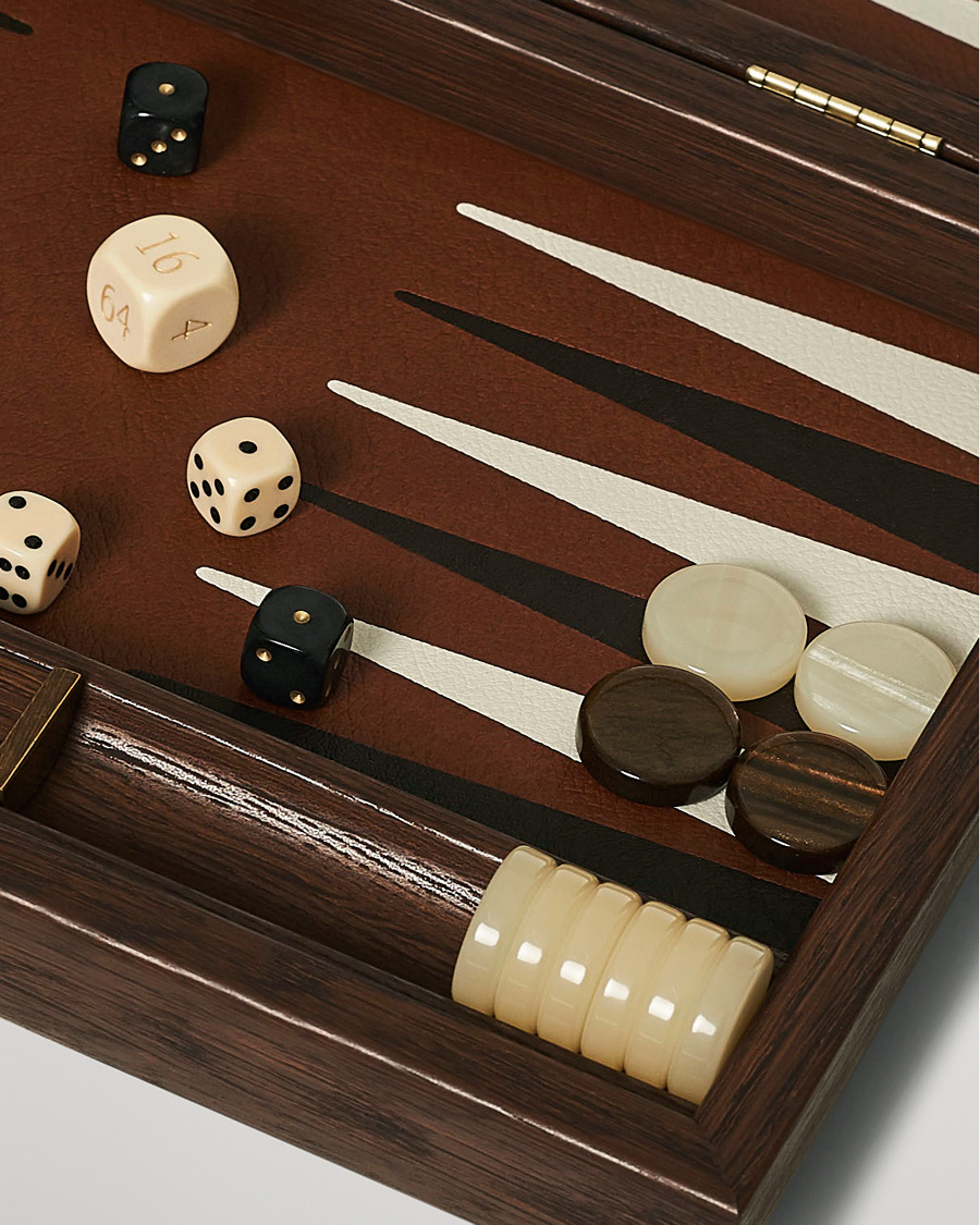 Men | Games | Manopoulos | Small Leatherette Backgammon Set Caramel Brown
