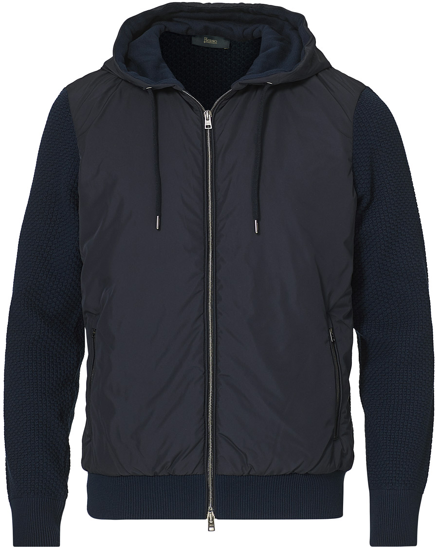 Men | Coats & Jackets | Herno | Knitted Hybrid Jacket Navy