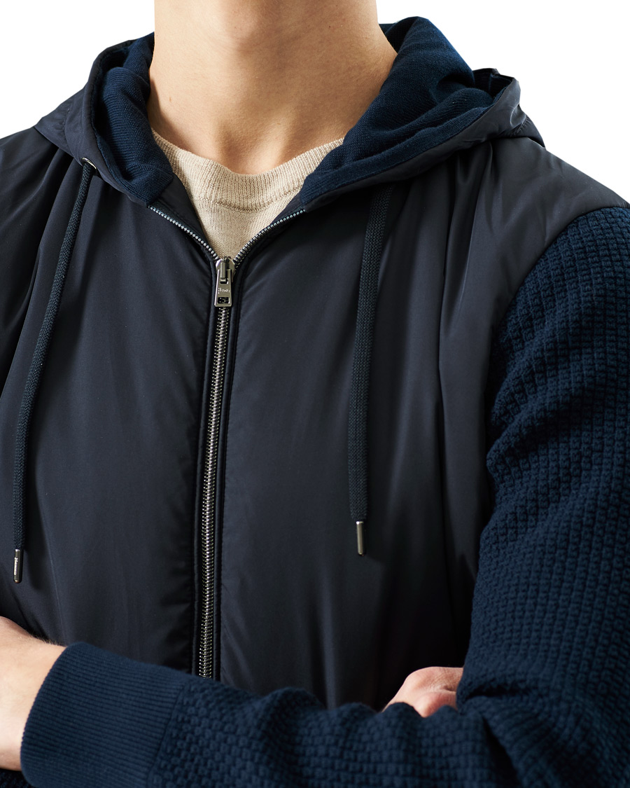 Men | Coats & Jackets | Herno | Knitted Hybrid Jacket Navy