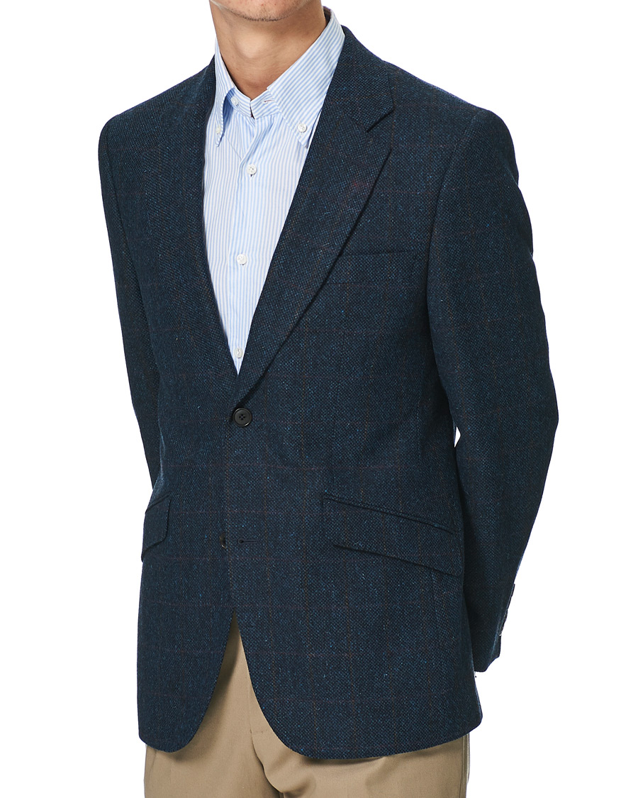 Men | Blazers | Walker Slater | William Lambswool Tweed Jacket Navy Red