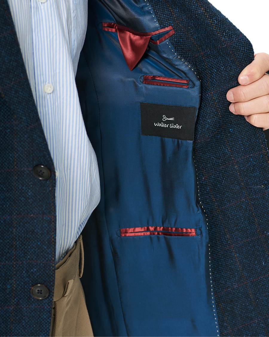 Men | Blazers | Walker Slater | William Lambswool Tweed Jacket Navy Red
