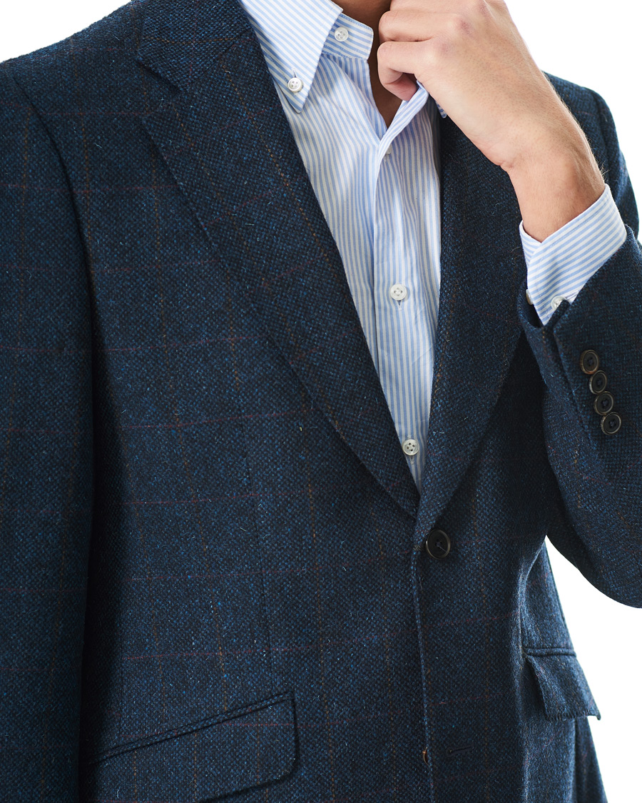 Men | Blazers | Walker Slater | William Lambswool Tweed Jacket Navy Red
