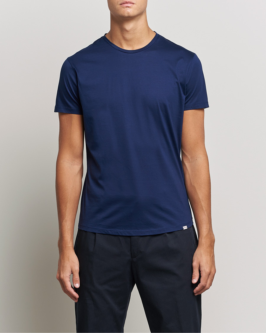 Men | T-Shirts | Orlebar Brown | OB Crew Neck Mercerised Cotton Tee Navy
