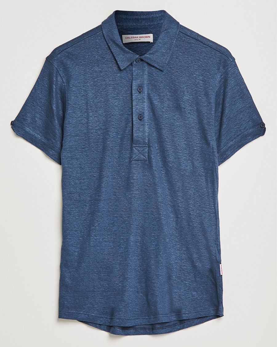 Men | Polo Shirts | Orlebar Brown | Sebastian Linen Polo Navy