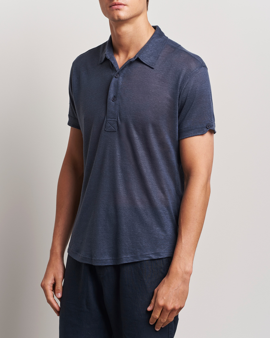 Men | Polo Shirts | Orlebar Brown | Sebastian Linen Polo Navy