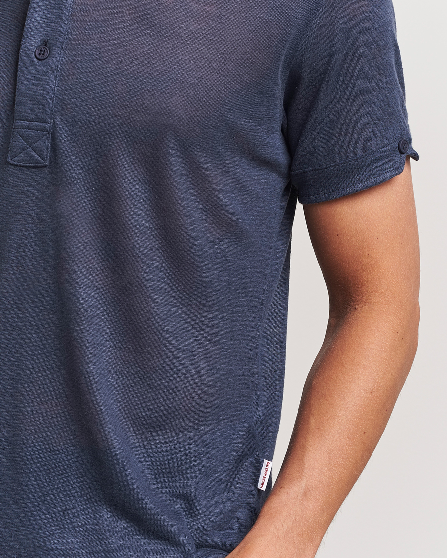 Men | Polo Shirts | Orlebar Brown | Sebastian Linen Polo Navy