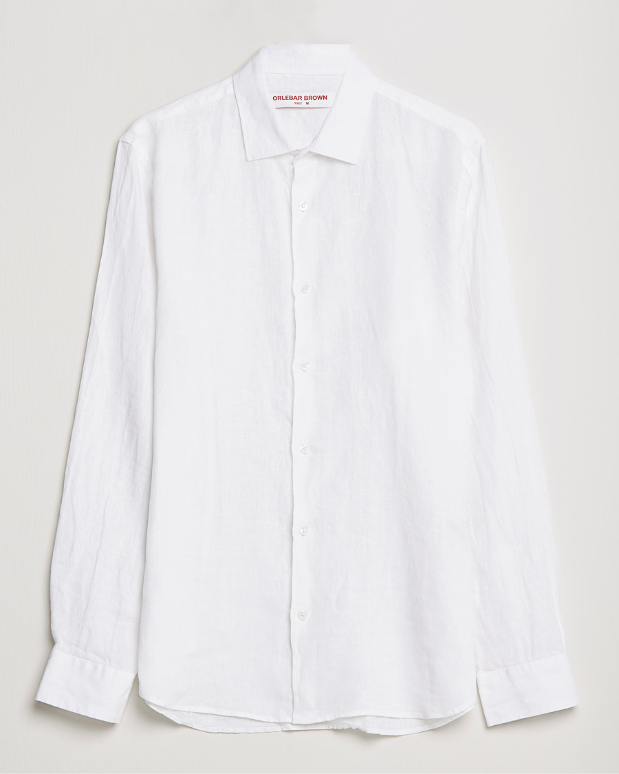 Men | Shirts | Orlebar Brown | Giles Linen CLS Shirt White