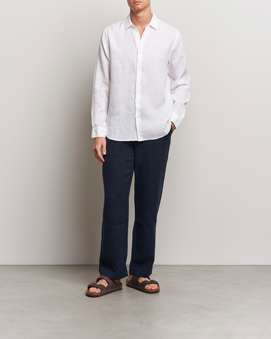 Men | Shirts | Orlebar Brown | Giles Linen CLS Shirt White