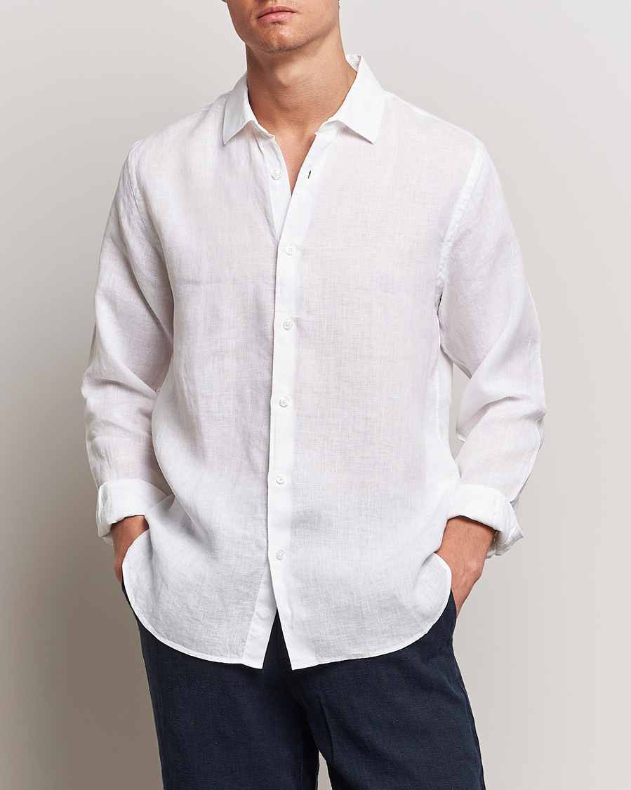 Men | Shirts | Orlebar Brown | Giles Linen CLS Shirt White