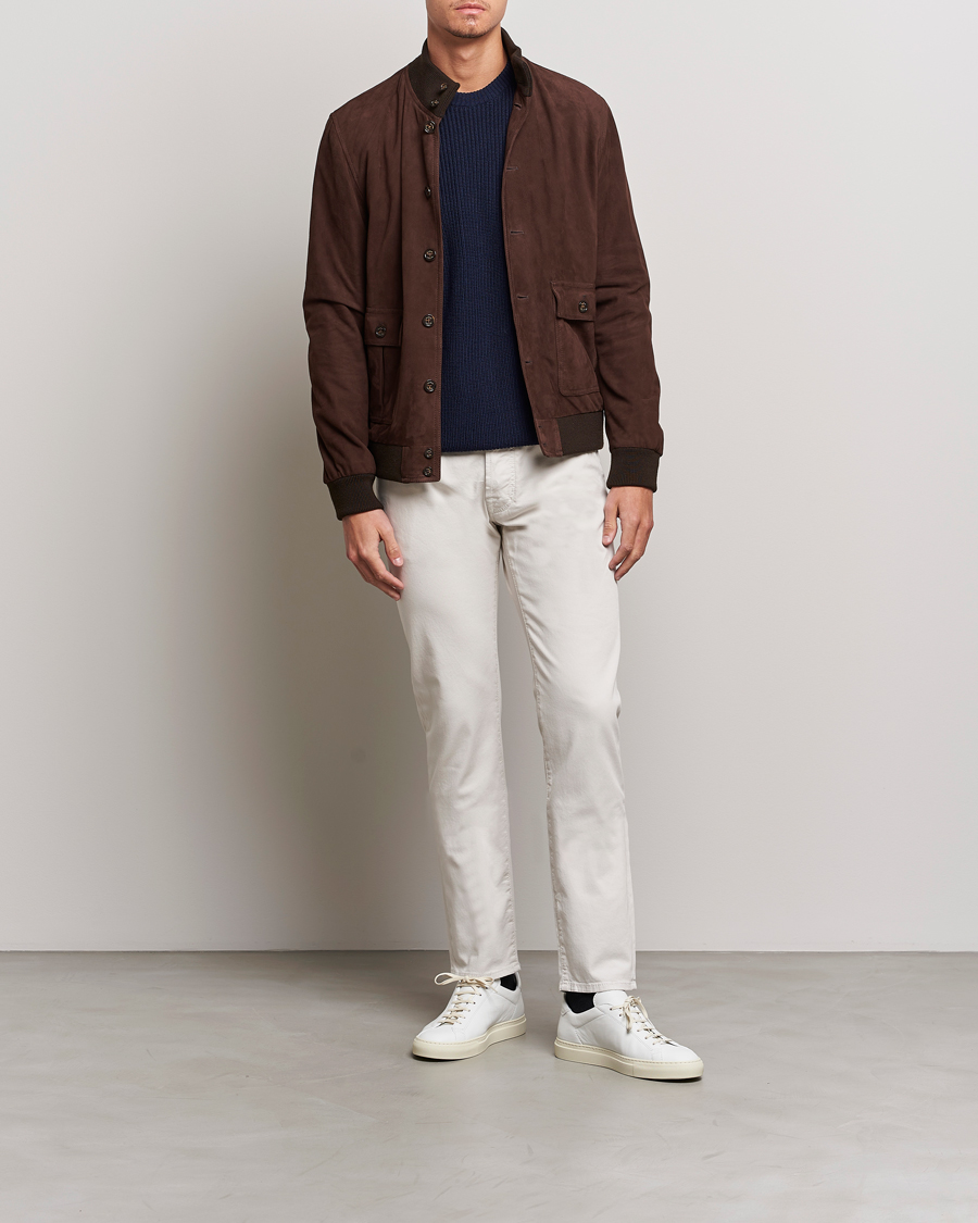 Men | Trousers | Jacob Cohën | Bard Garment Dyed Gabardine Trousers Beige