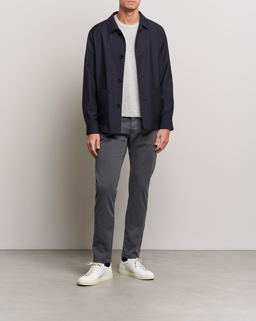 Men | Trousers | Jacob Cohën | Bard Garment Dyed Gabardine Trousers Grey
