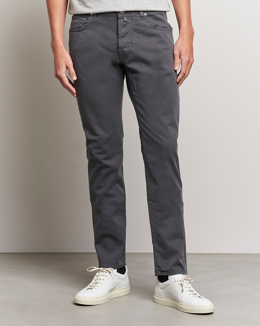 Men | Trousers | Jacob Cohën | Bard Garment Dyed Gabardine Trousers Grey