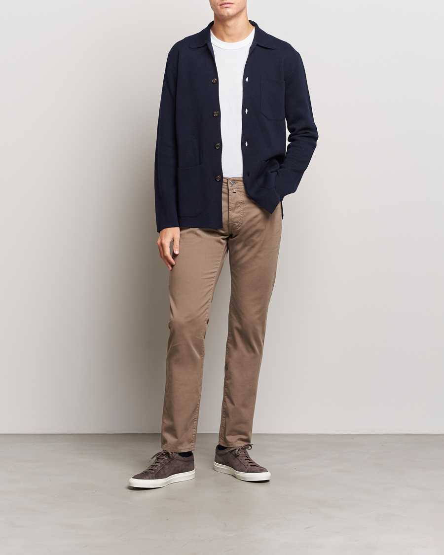 Men | Trousers | Jacob Cohën | Bard Garment Dyed Gabardine Trousers Khaki