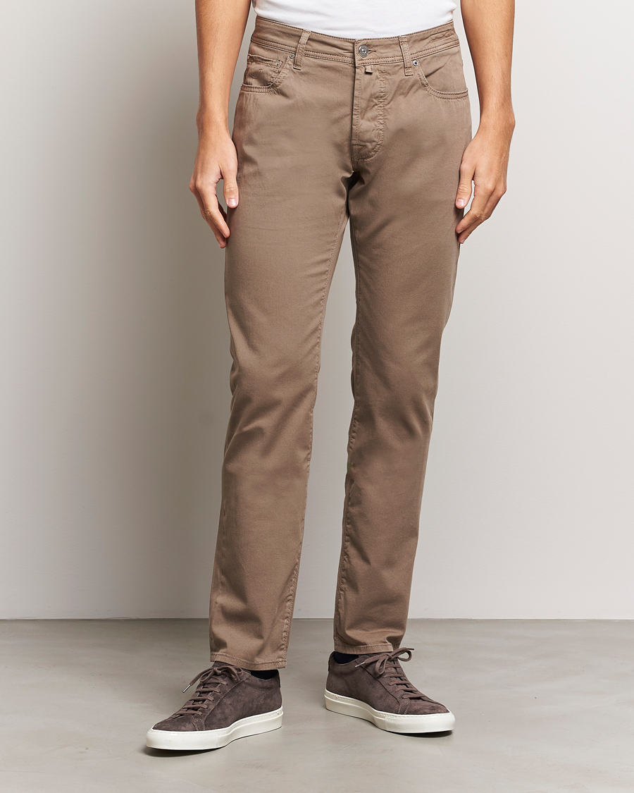 Men | Trousers | Jacob Cohën | Bard Garment Dyed Gabardine Trousers Khaki