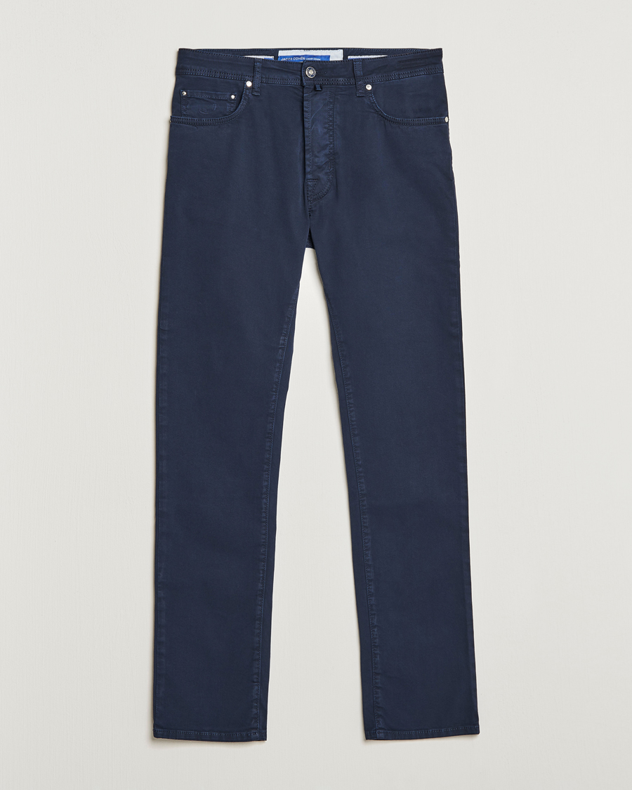 Men | Trousers | Jacob Cohën | Bard Garment Dyed Gabardine Trousers Navy
