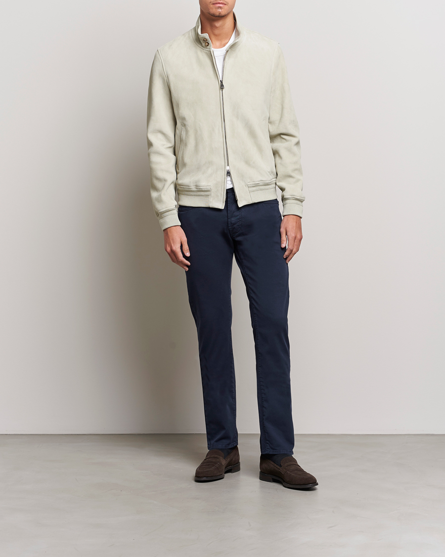 Men | Trousers | Jacob Cohën | Bard Garment Dyed Gabardine Trousers Navy