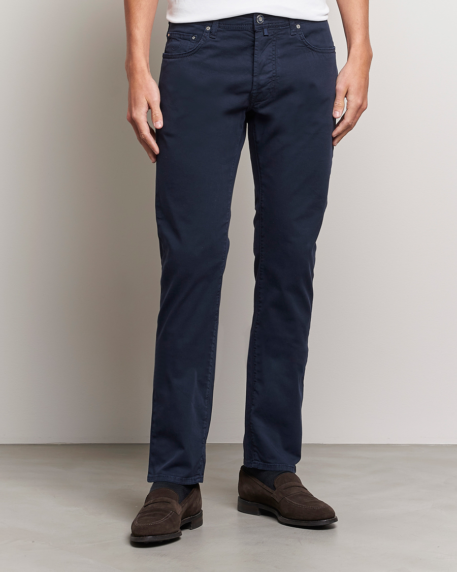 Men | Trousers | Jacob Cohën | Bard Garment Dyed Gabardine Trousers Navy