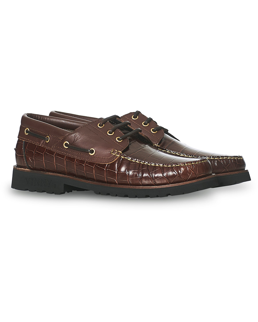 Men | VINNY's Aztec Boat Shoe Brown Croc | VINNY's | Aztec Boat Shoe Brown Croc