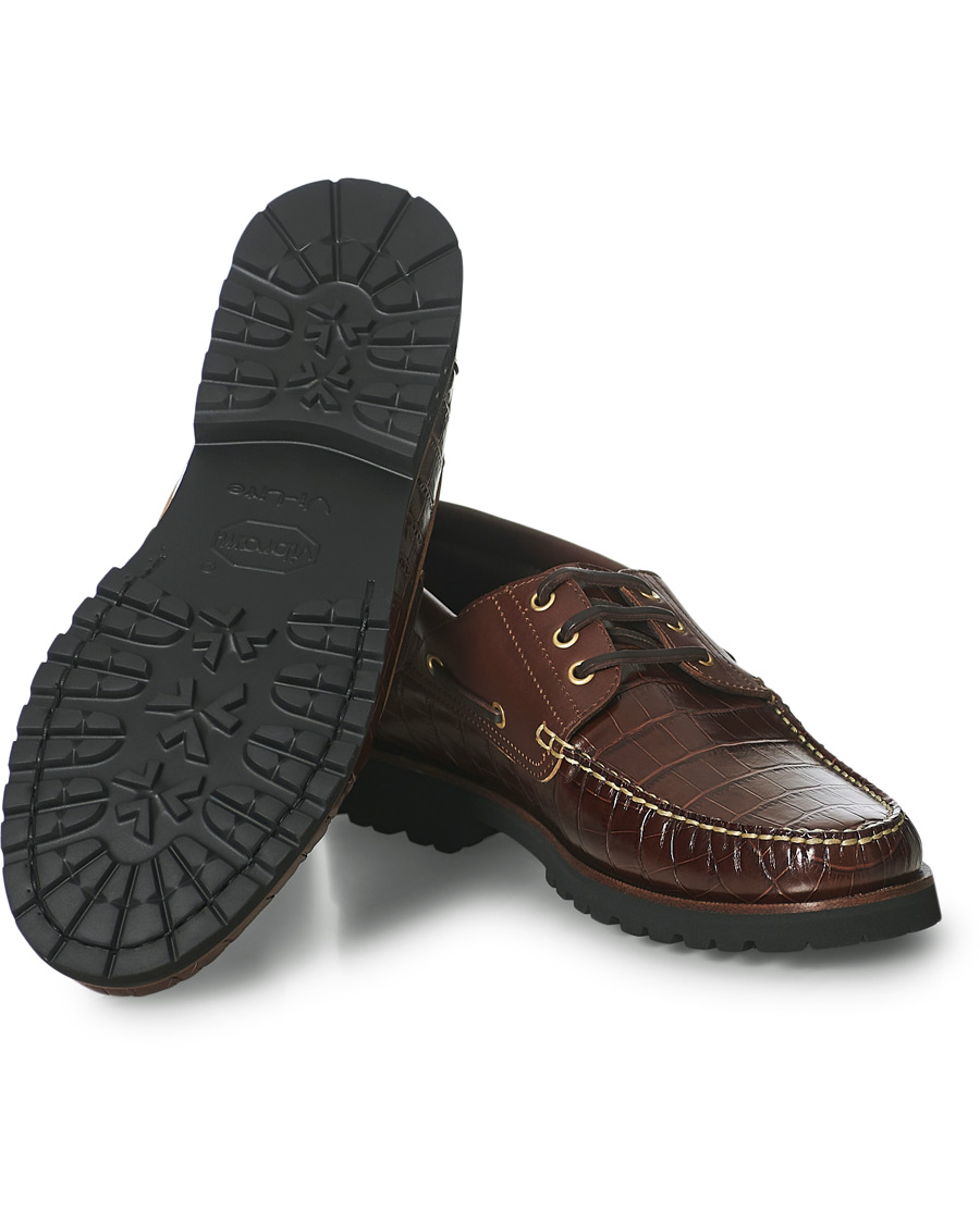 Men | VINNY's Aztec Boat Shoe Brown Croc | VINNY's | Aztec Boat Shoe Brown Croc