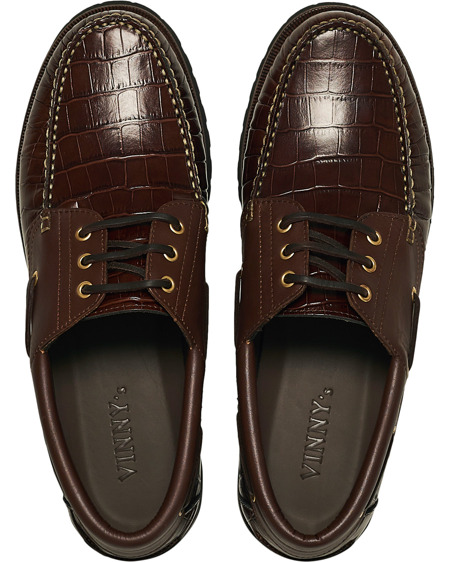 Men | VINNY's Aztec Boat Shoe Brown Croc | VINNY's | Aztec Boat Shoe Brown Croc