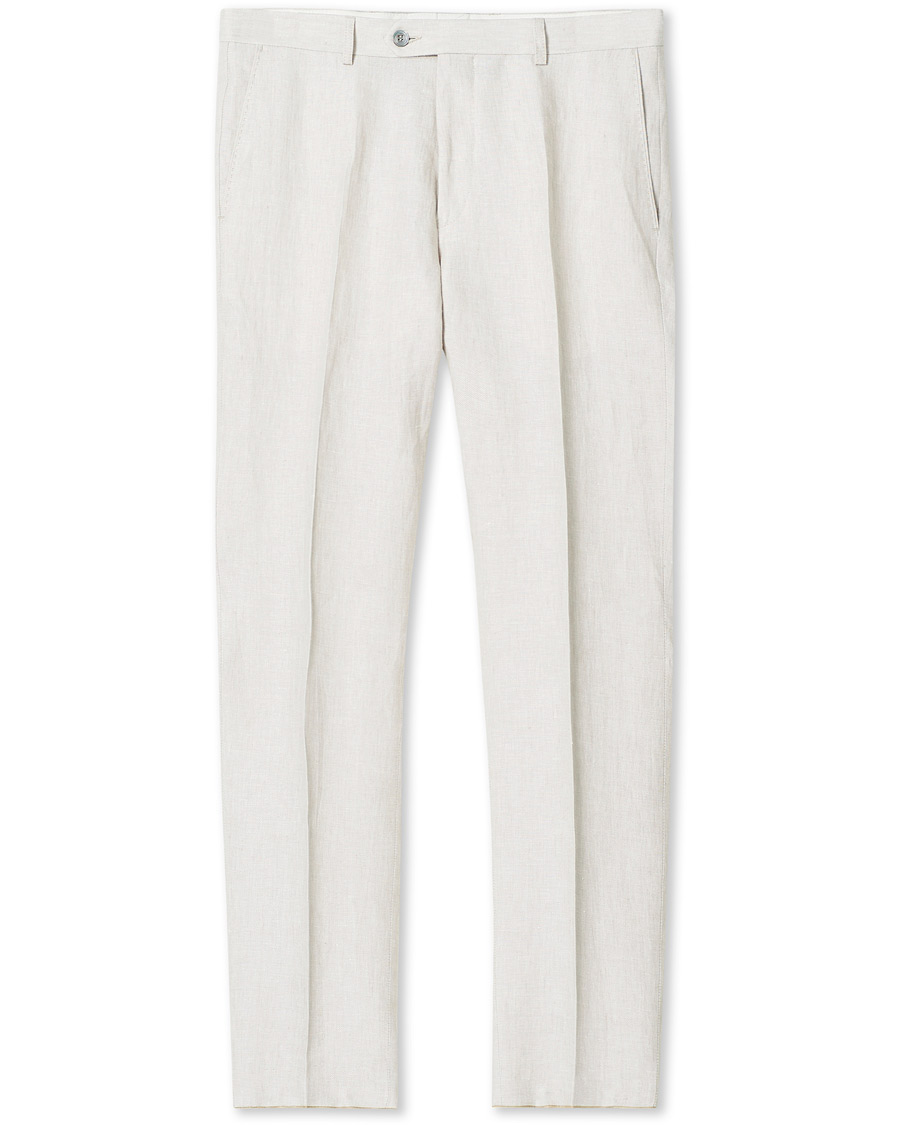 Men | Trousers | Oscar Jacobson | Denz Linen Trousers Off White