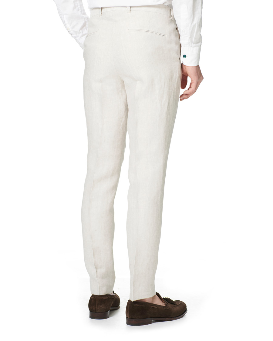 Men | Trousers | Oscar Jacobson | Denz Linen Trousers Off White