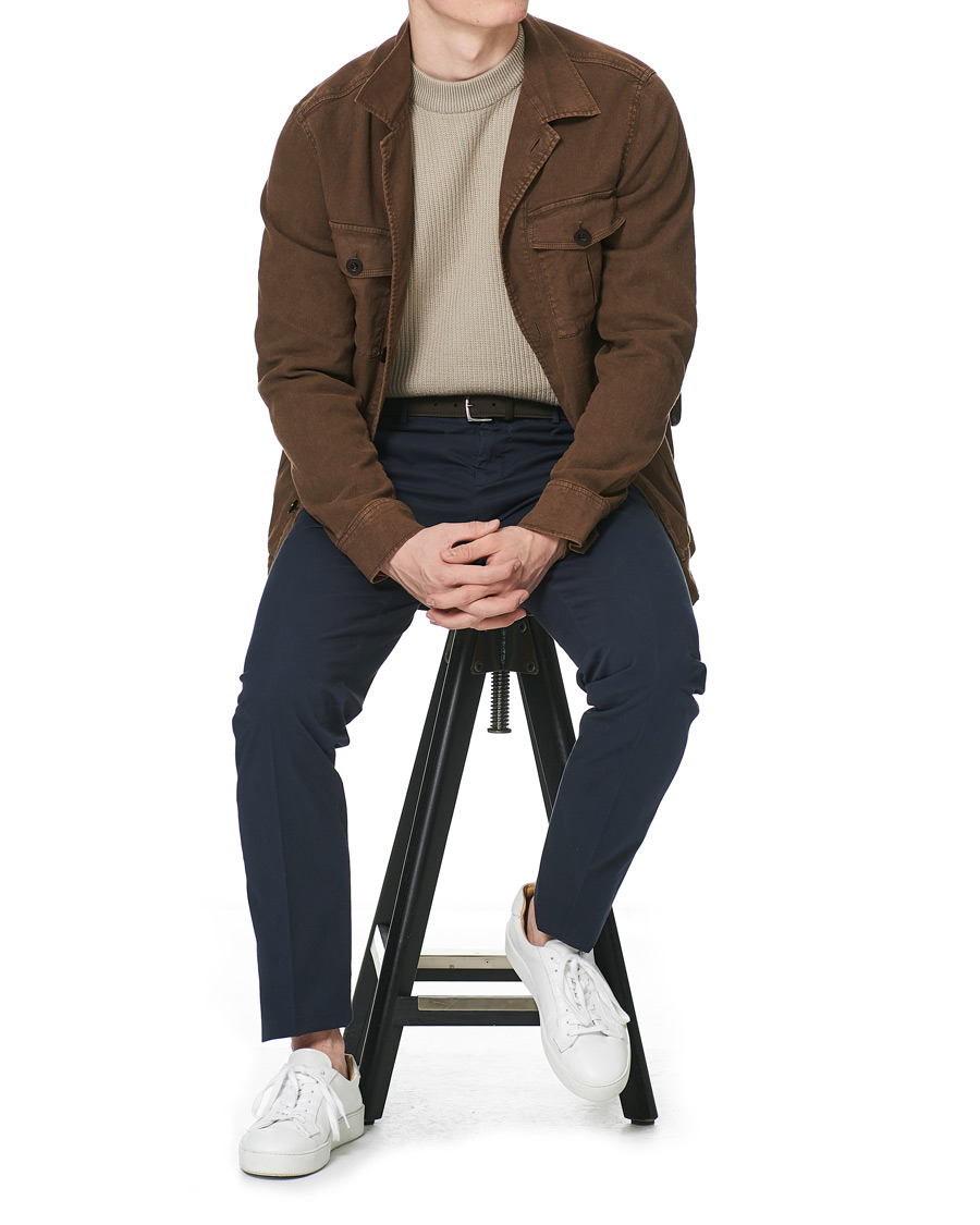 Men | Shirts | Oscar Jacobson | Linen Safari Shirt Jacket Brown