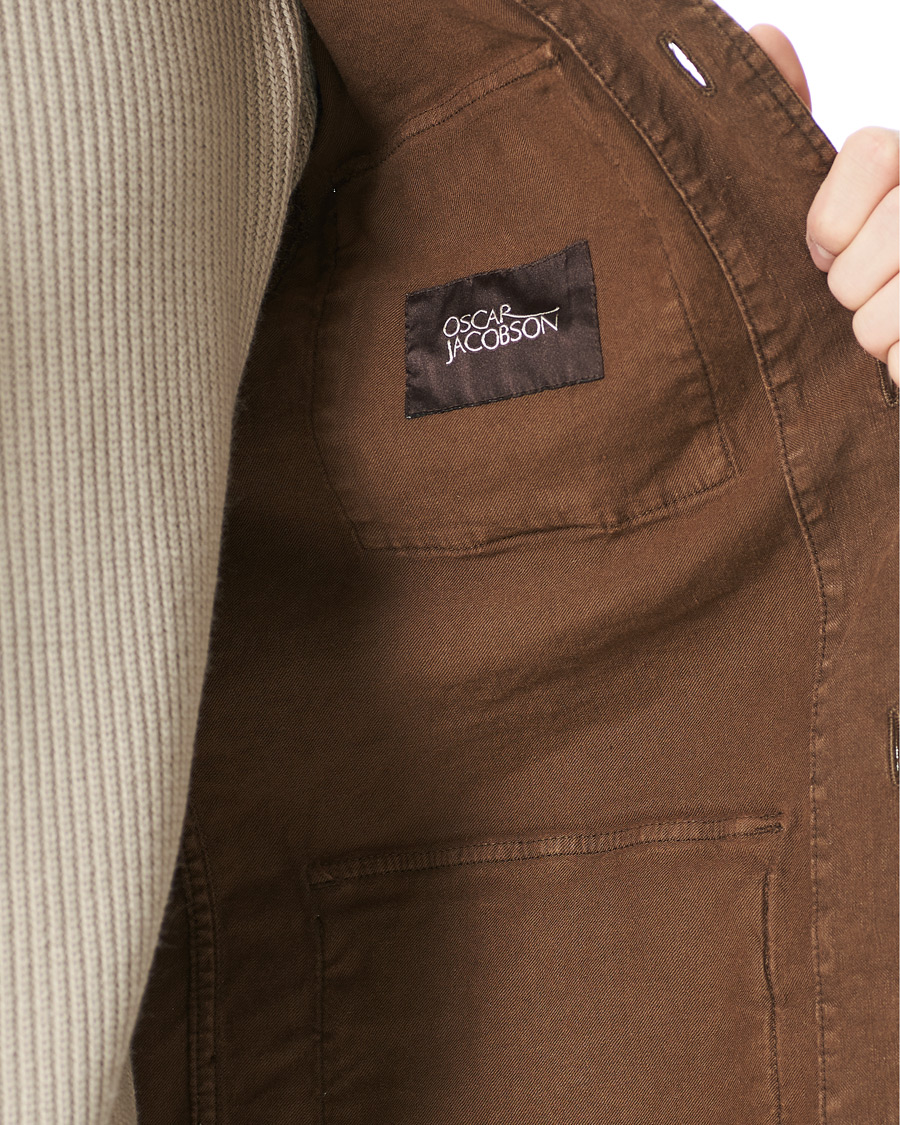 Men | Shirts | Oscar Jacobson | Linen Safari Shirt Jacket Brown