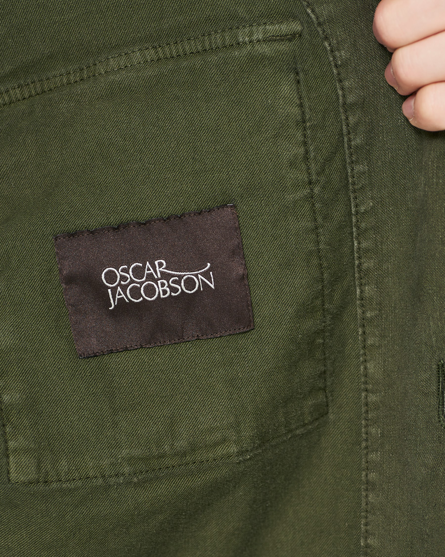 Men | Shirts | Oscar Jacobson | Linen Safari Shirt Jacket Olive