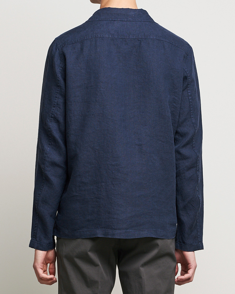 Men | Shirts | Oscar Jacobson | Holger Linnen Overshirt Navy