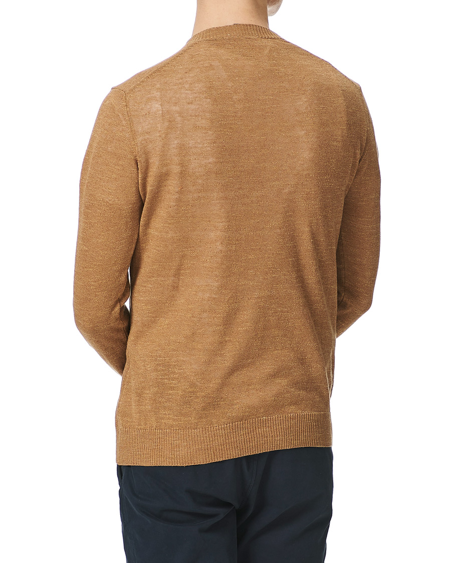 Men | Sweaters & Knitwear | Oscar Jacobson | Lionel Linen/Cotton V-Neck Brown