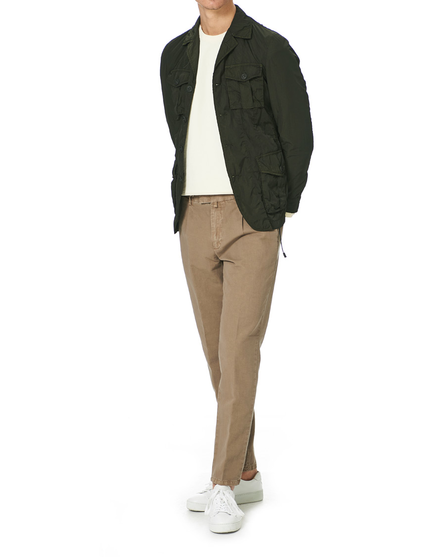 Men | Trousers | Briglia 1949 | Easy Fit Pleated Linen Trousers Taupe