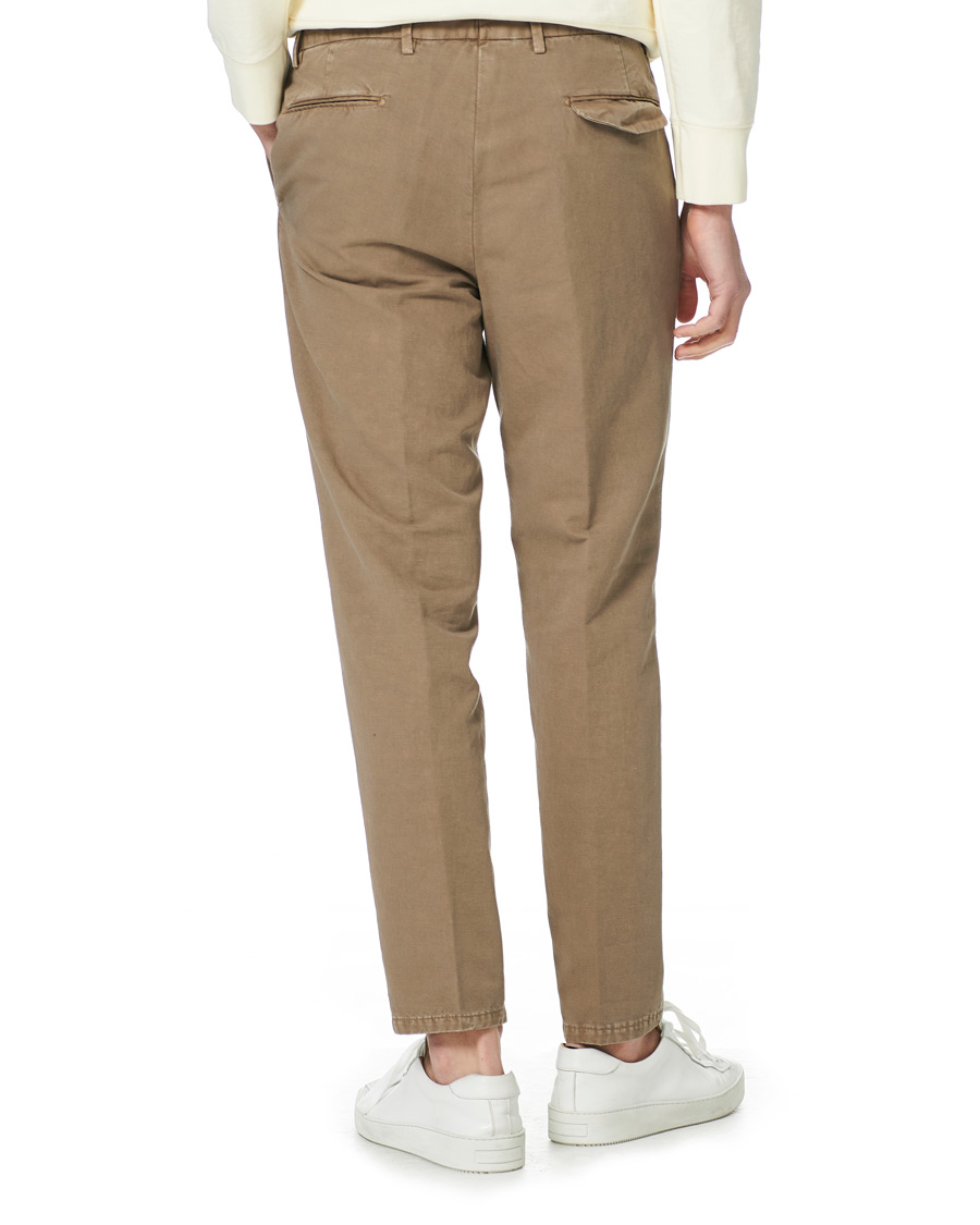 Men | Trousers | Briglia 1949 | Easy Fit Pleated Linen Trousers Taupe