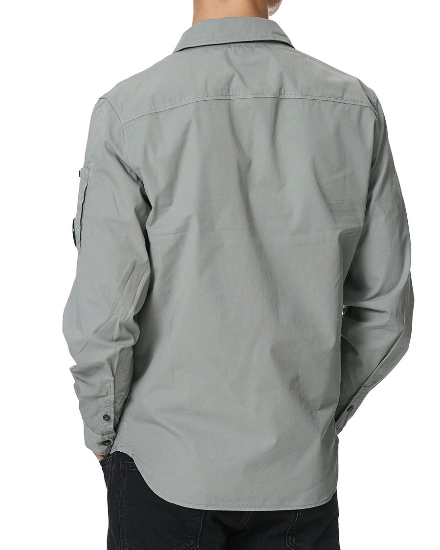 Men | Shirts | C.P. Company | Garment Dyed Gabardine Zip Shirt Jacket Light Grey
