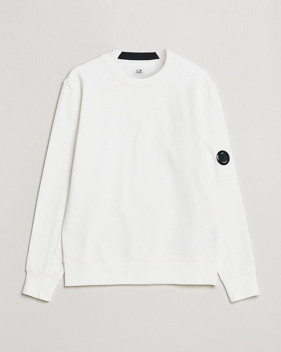 Men | Sweaters & Knitwear | C.P. Company | Diagonal Raised Fleece Lens Sweatshirt White