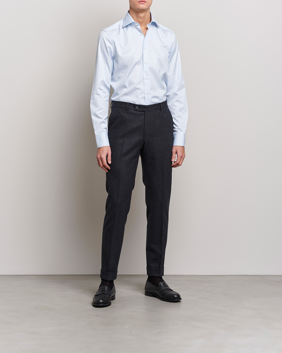 Men | Shirts | Stenströms | Slimline Thin Stripe Shirt White/Blue