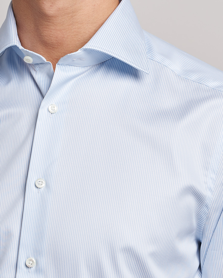 Men | Shirts | Stenströms | Slimline Thin Stripe Shirt White/Blue