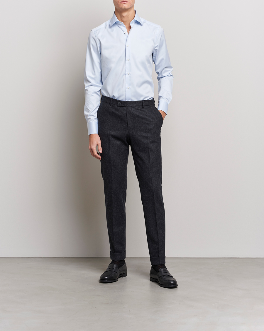 Men | Shirts | Stenströms | Slimline Cut Away Shirt Light Blue