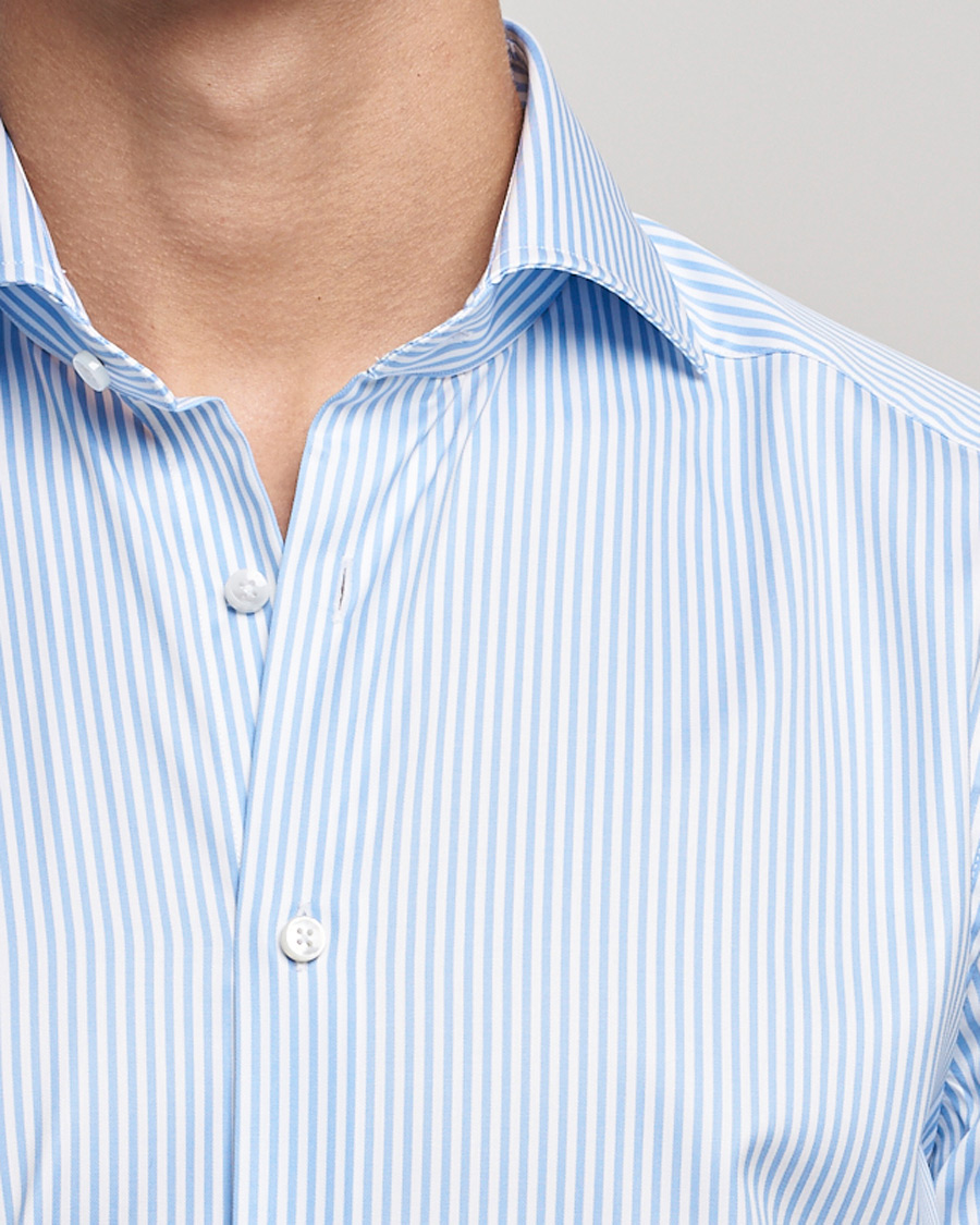 Men | Shirts | Stenströms | Slimline Stripe Cut Away Shirt Light Blue