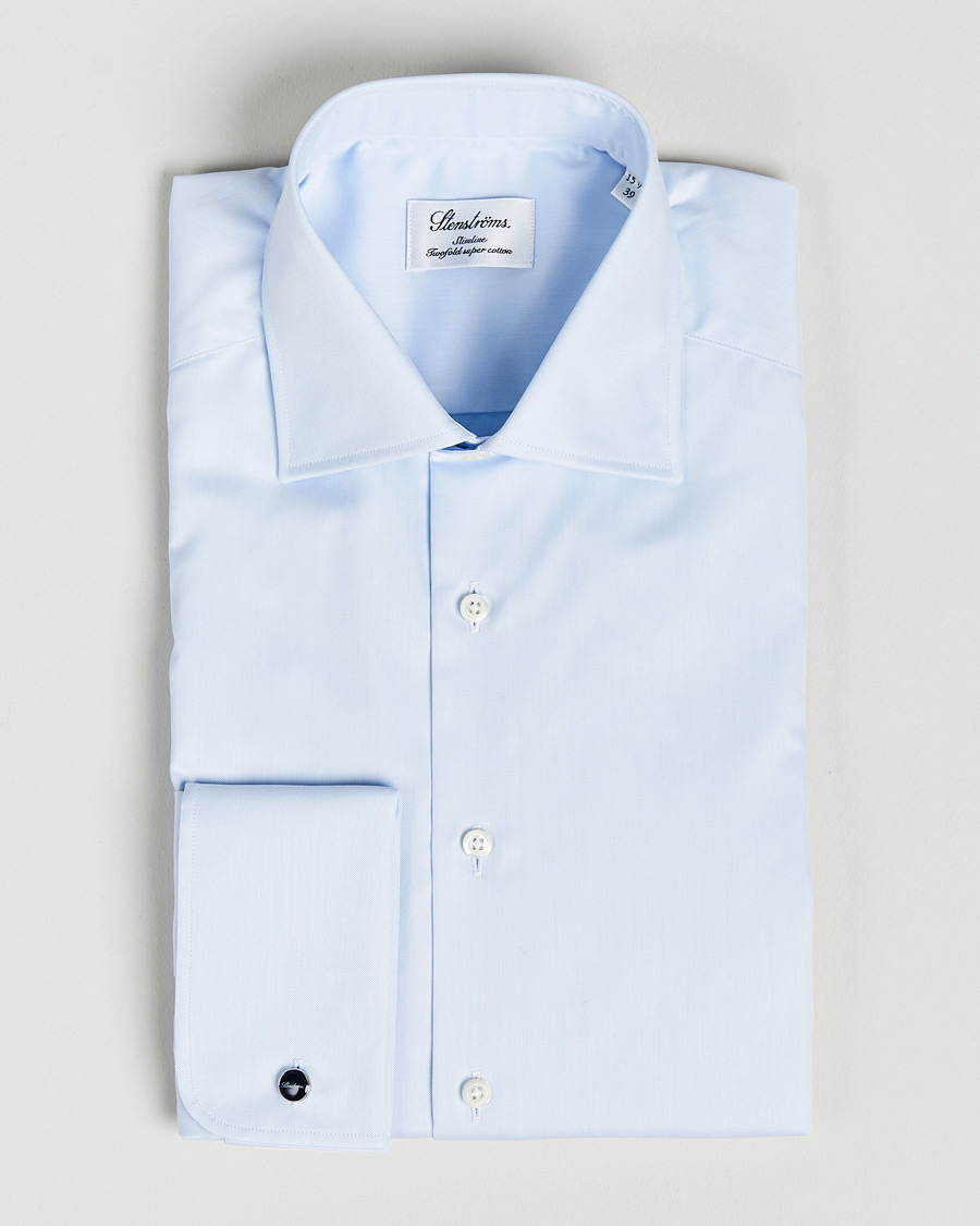 Men | Shirts | Stenströms | Slimline Double Cuff Light Blue