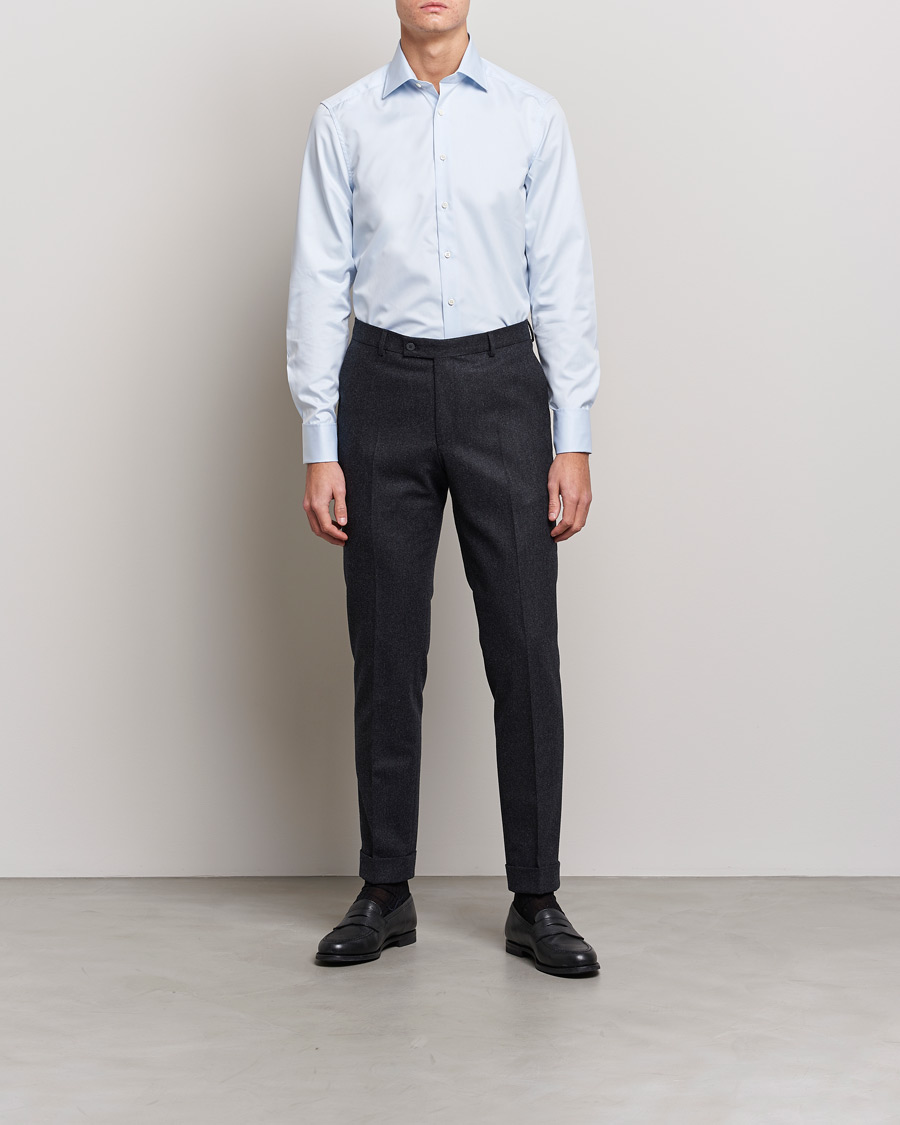 Men | Shirts | Stenströms | Slimline Double Cuff Light Blue