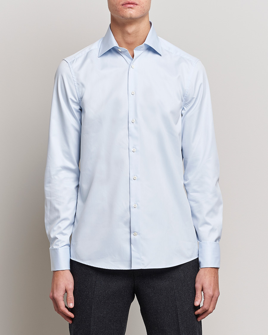 Men | Shirts | Stenströms | Slimline Double Cuff Light Blue