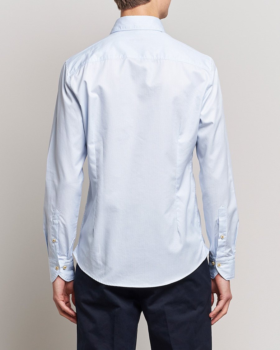 Men | Shirts | Stenströms | Slimline Pinstriped Casual Shirt Light Blue