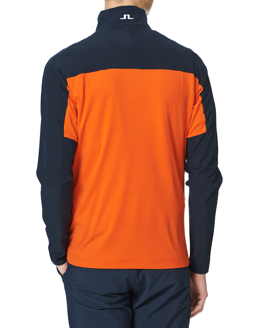 Men | Sweaters & Knitwear | J.Lindeberg | Noah Mid Layer Jersey Half Zip Tangerine Tango