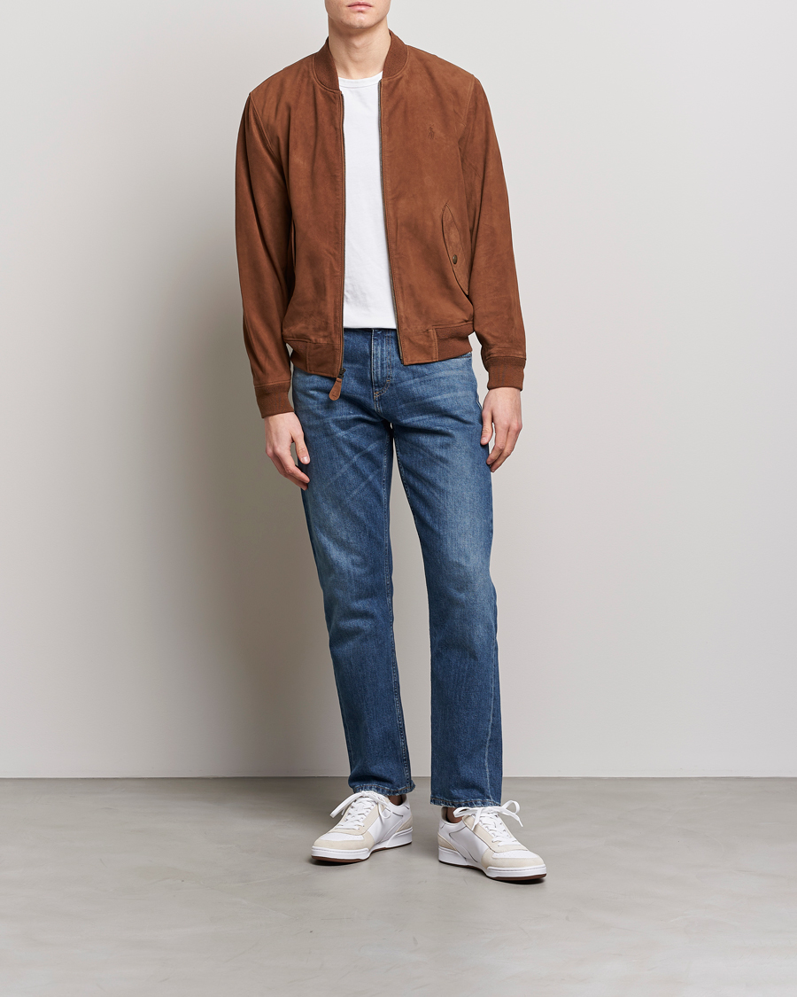 Men | Coats & Jackets | Polo Ralph Lauren | Gunners Lined Suede Bomber Jacket Country Brown