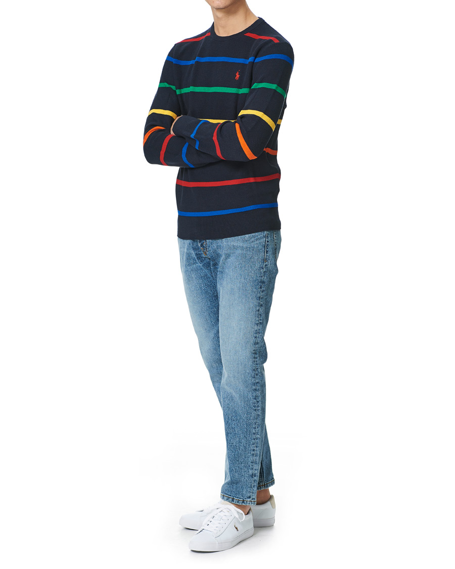 Men | Sweaters & Knitwear | Polo Ralph Lauren | Pima Cotton Stripe Crew Neck Pullover Navy Multi