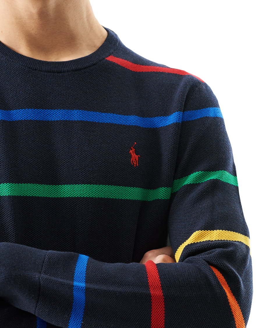Men | Sweaters & Knitwear | Polo Ralph Lauren | Pima Cotton Stripe Crew Neck Pullover Navy Multi