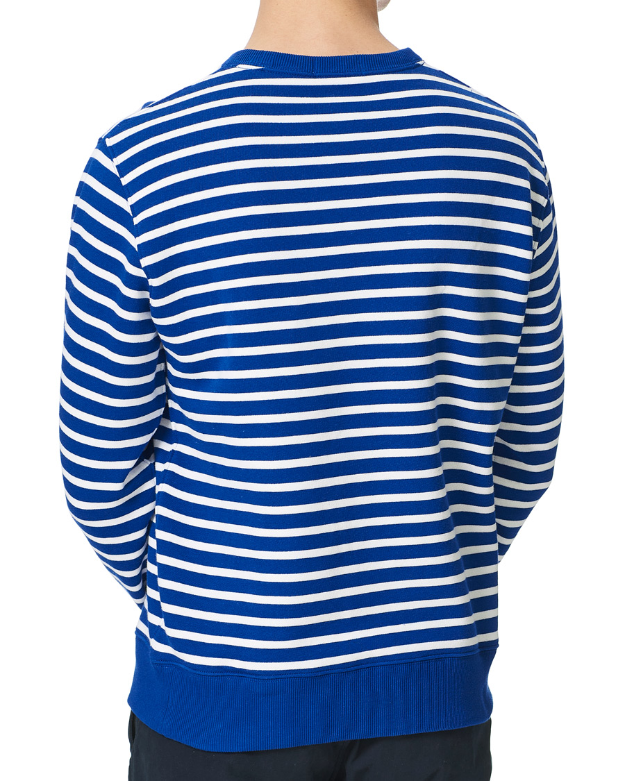 Men | Sweaters & Knitwear | Polo Ralph Lauren | Fleece Heritage Bear Striped Sweatshirt Blue/White