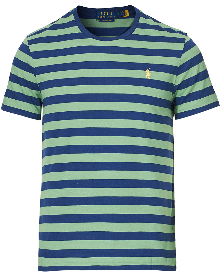 Men | T-Shirts | Polo Ralph Lauren | Crew Neck Striped Tee Outback Green/Light Navy