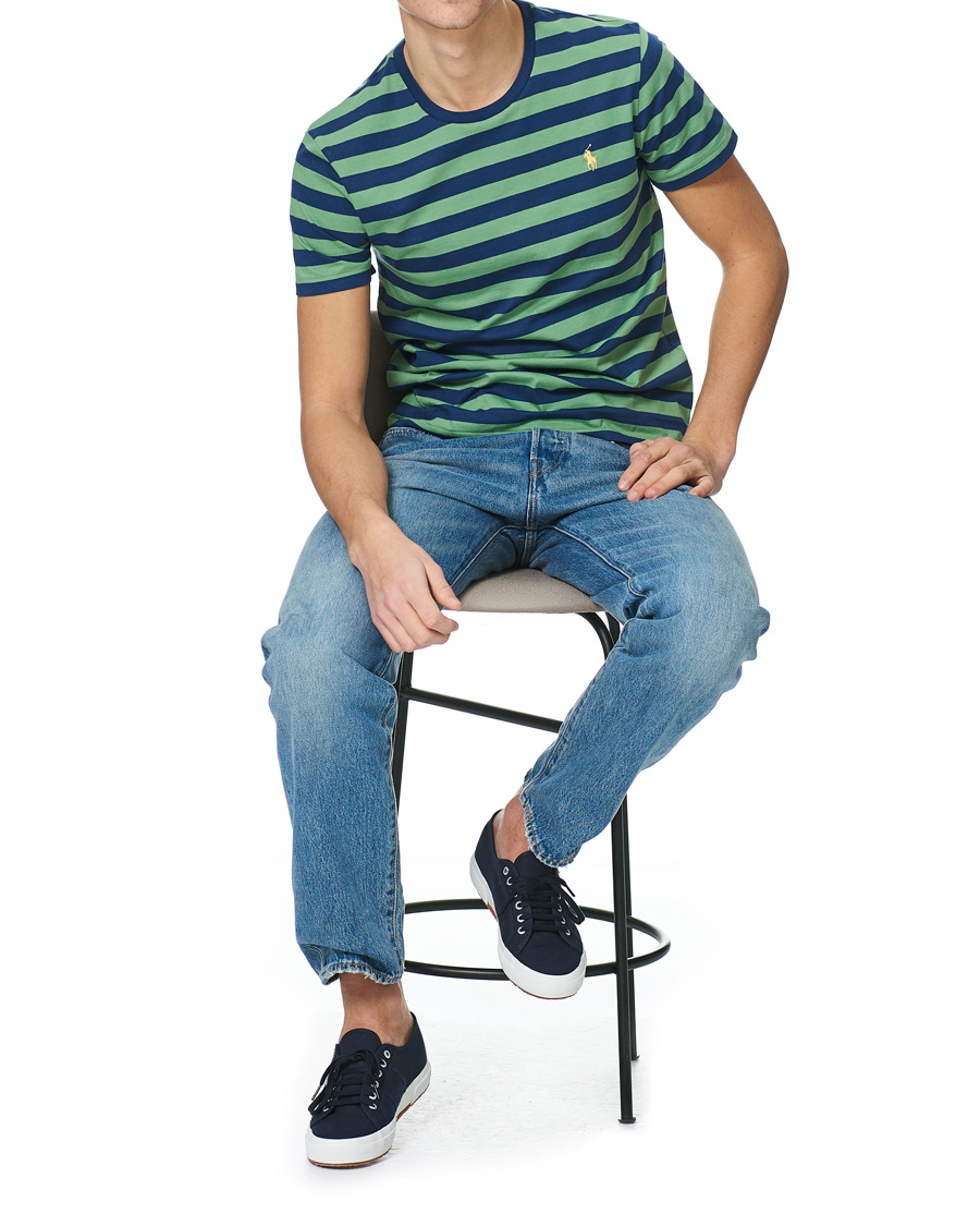 Men | T-Shirts | Polo Ralph Lauren | Crew Neck Striped Tee Outback Green/Light Navy